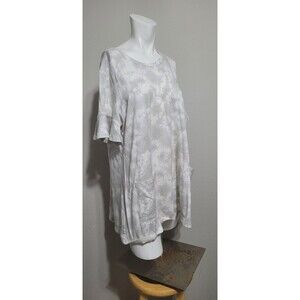 LOGO Lounge XL Tunic Dress shirt top pockets stretch flutter sleeve round neck